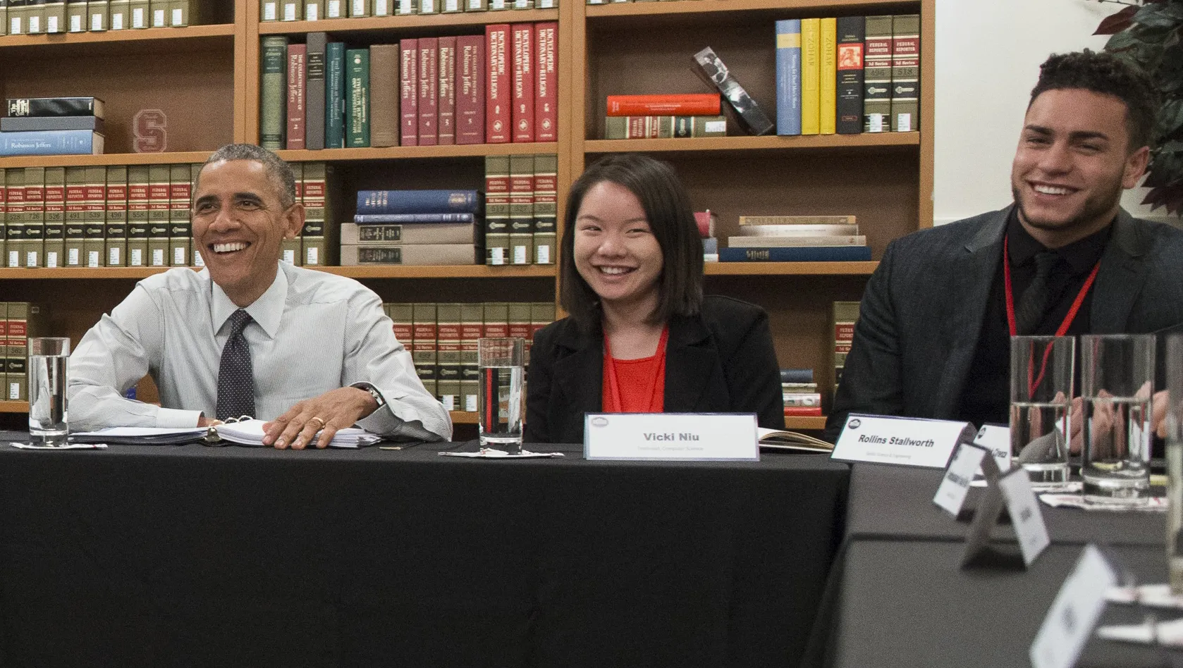 Rollins Stallworth III meeting President Obama at the Stanford cybersecurity summit